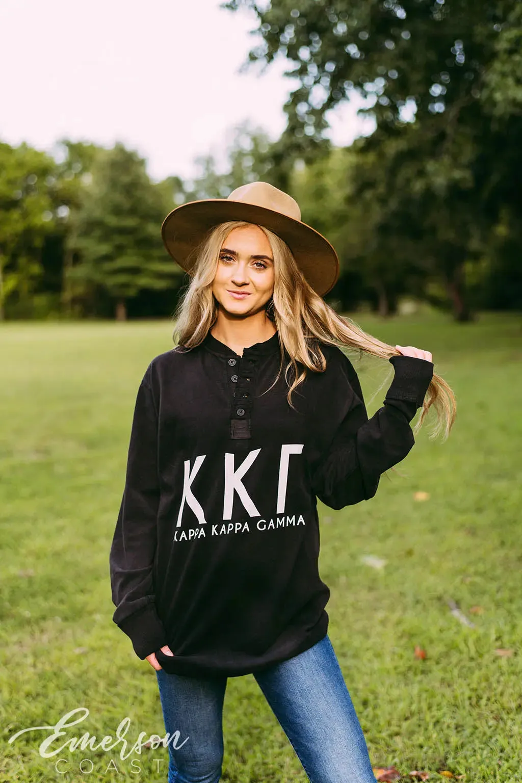 Kappa Kappa Gamma Simple Black Thermal Henley