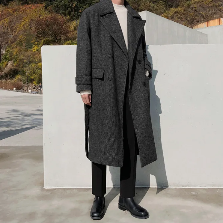 [Korean Style] 2 Color Herringbone Woolen Double Coats