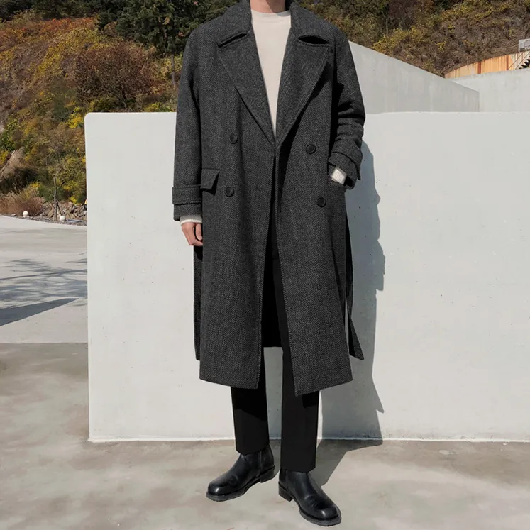 [Korean Style] 2 Color Herringbone Woolen Double Coats