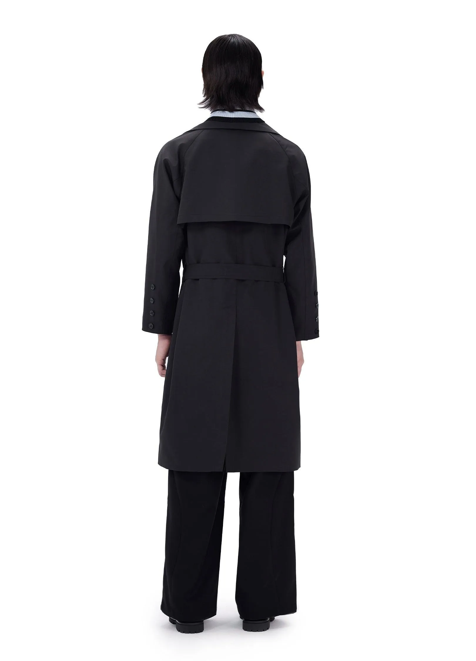 Leaf Collar Belted Overcoat