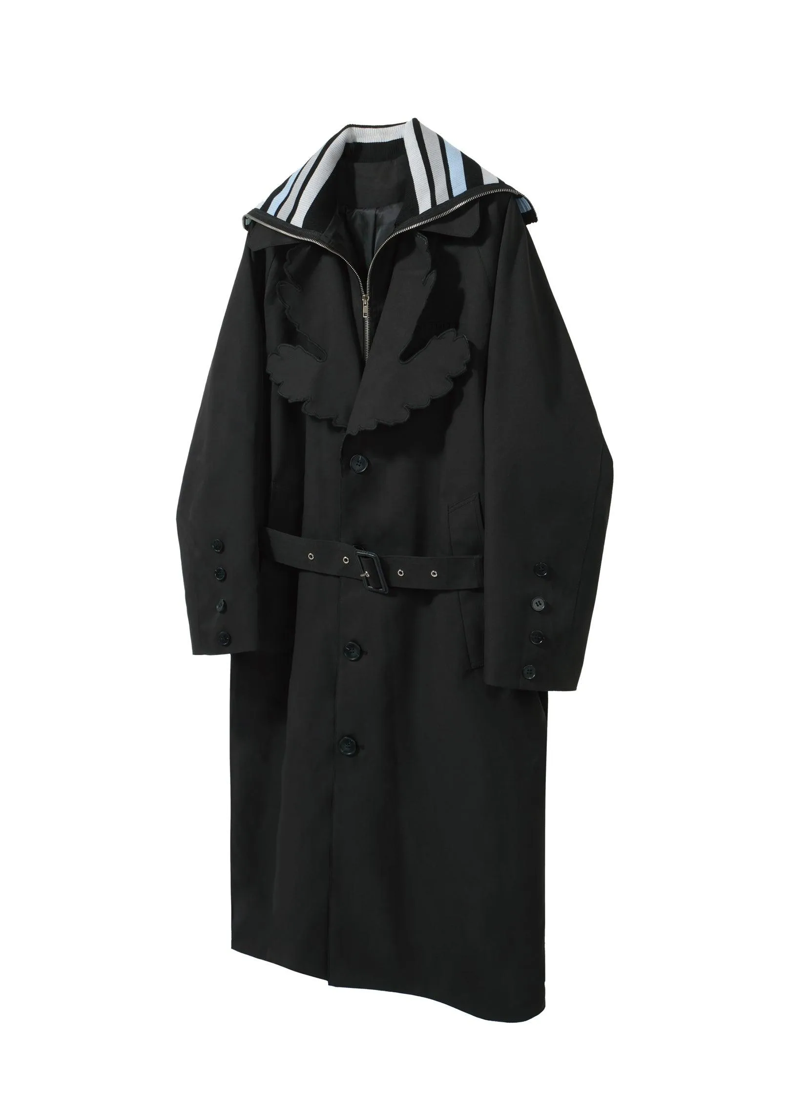 Leaf Collar Belted Overcoat