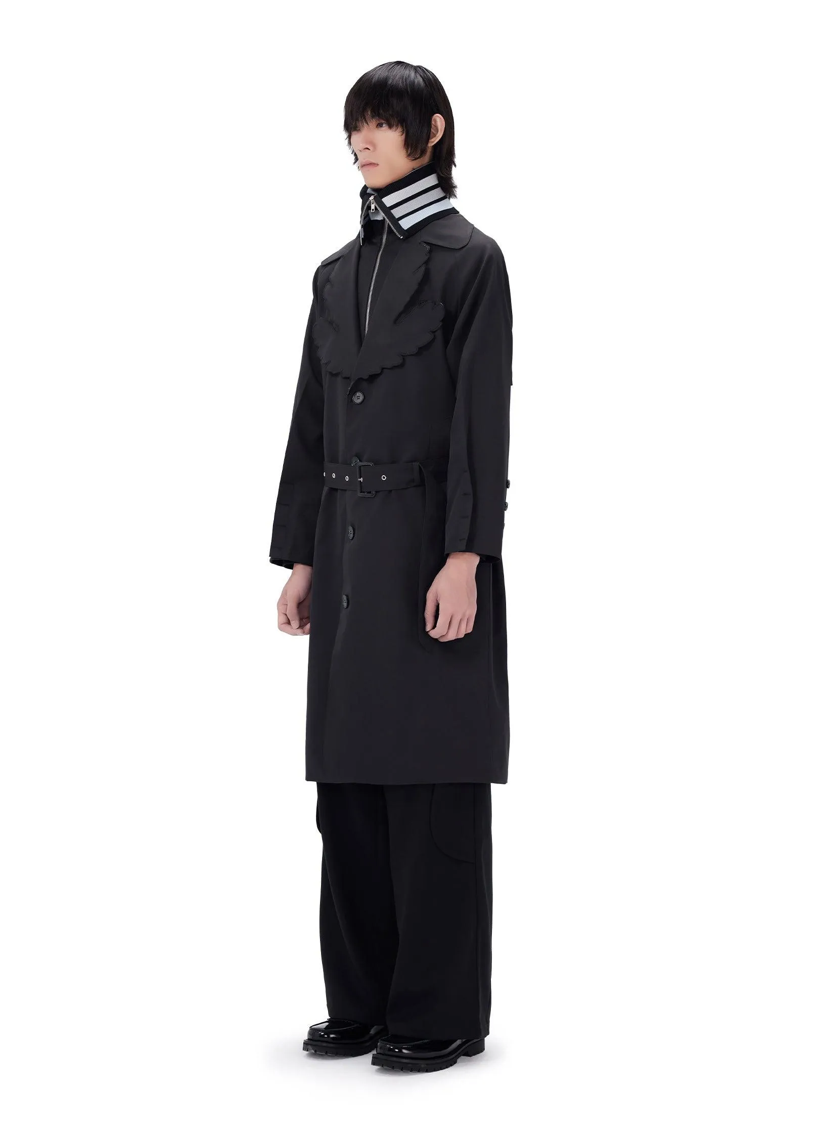 Leaf Collar Belted Overcoat