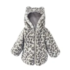 Leopard Faux Fur Hooded Baby Coat | 12-18M