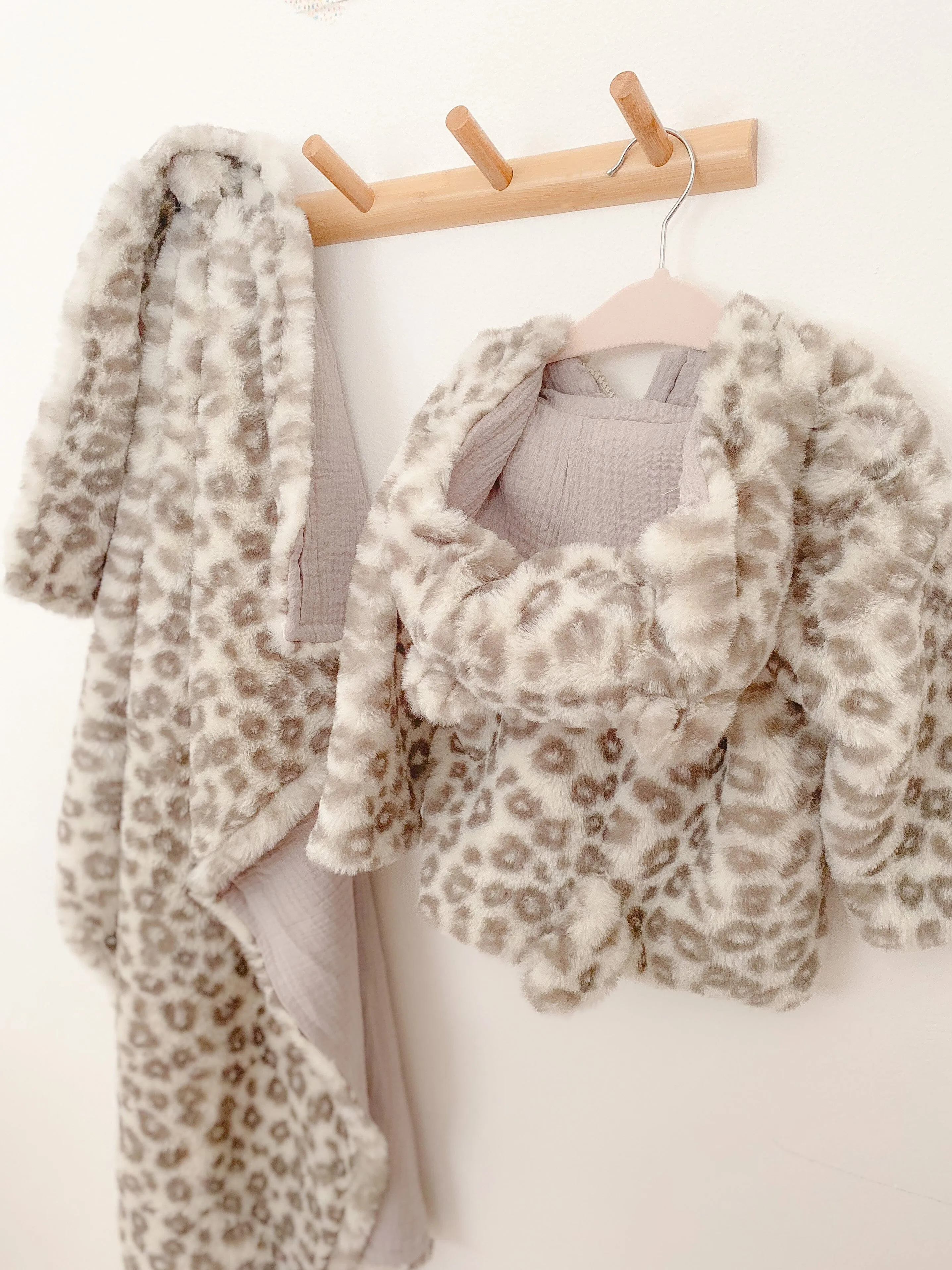 Leopard Faux Fur Hooded Baby Coat | 6-12M