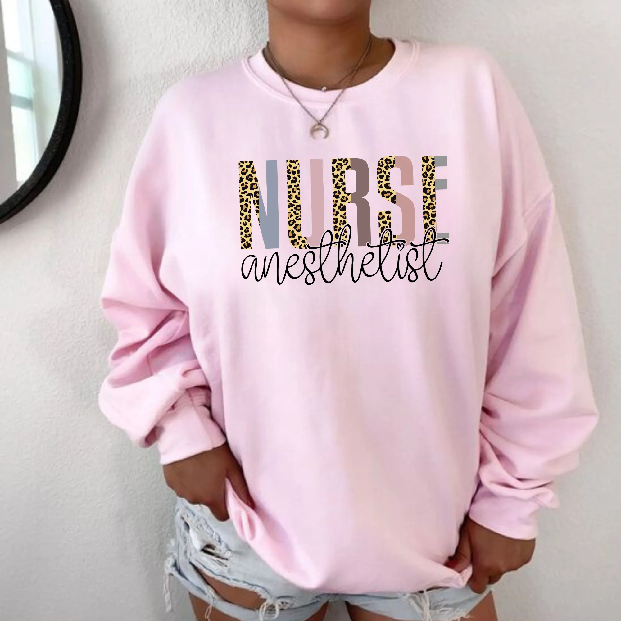 Leopard Print Nurse Anesthetist Sweatshirt