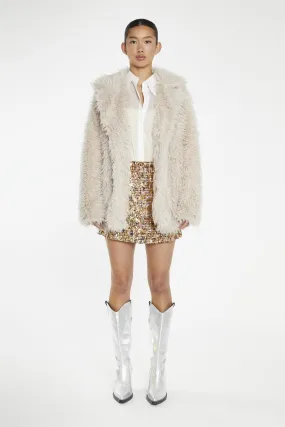 Light-Stone Faux Fur Coat