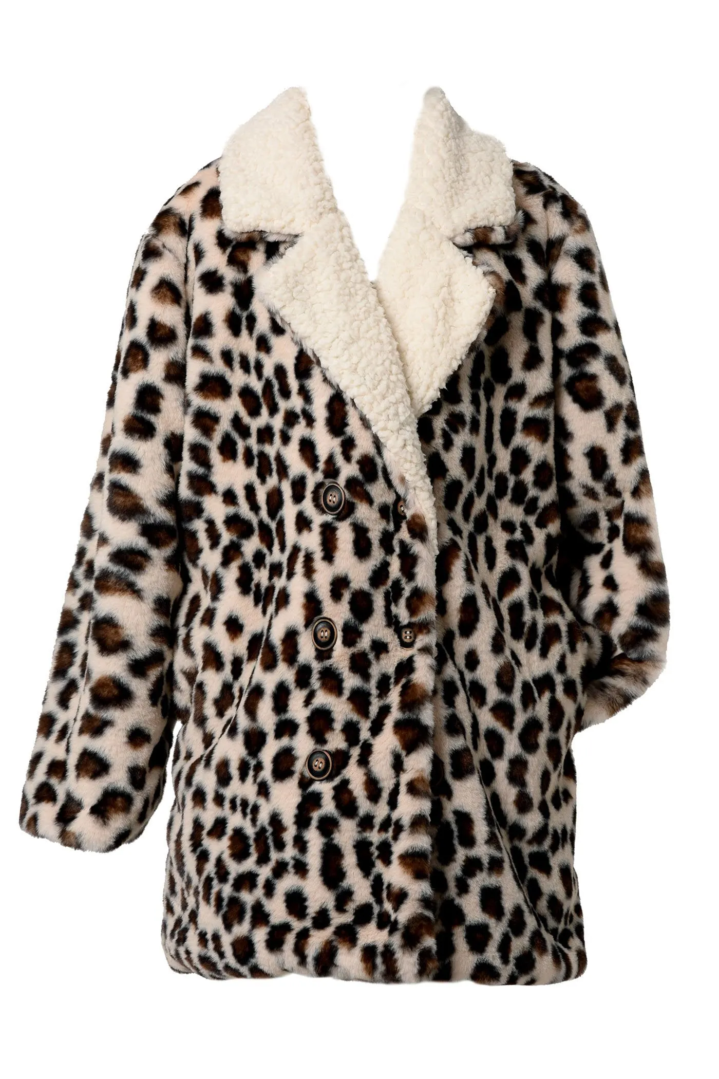 Little Girl's Luxe Faux Fur Leopard Teddy Coat