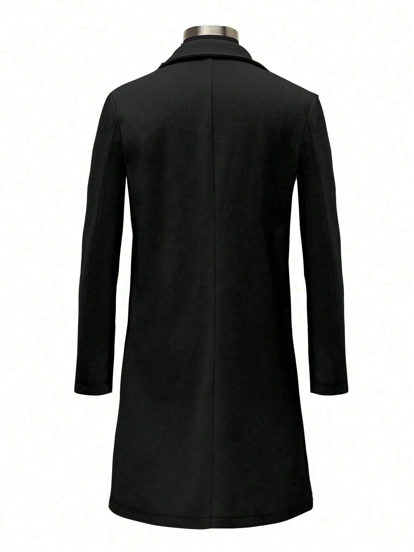 Manfinity Homme Men'S Single-Breasted Stand Collar Woolen Coat Plain Going Out Basic Overcoat