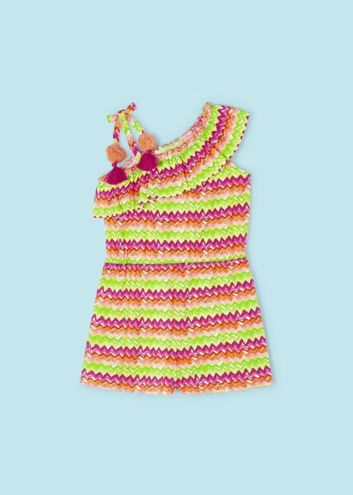 Mayoral Girls Asymmetrical Printed Summer Romper