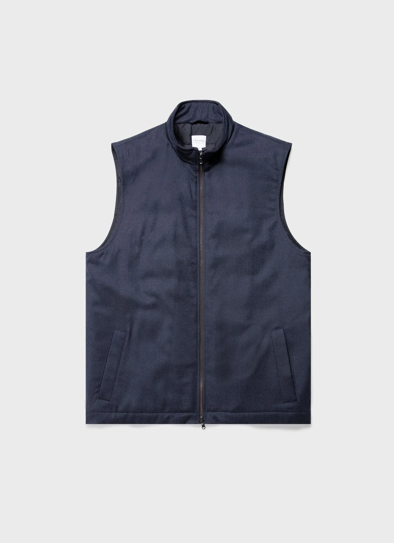 Men's Insulated Wool Gilet in Navy Melange