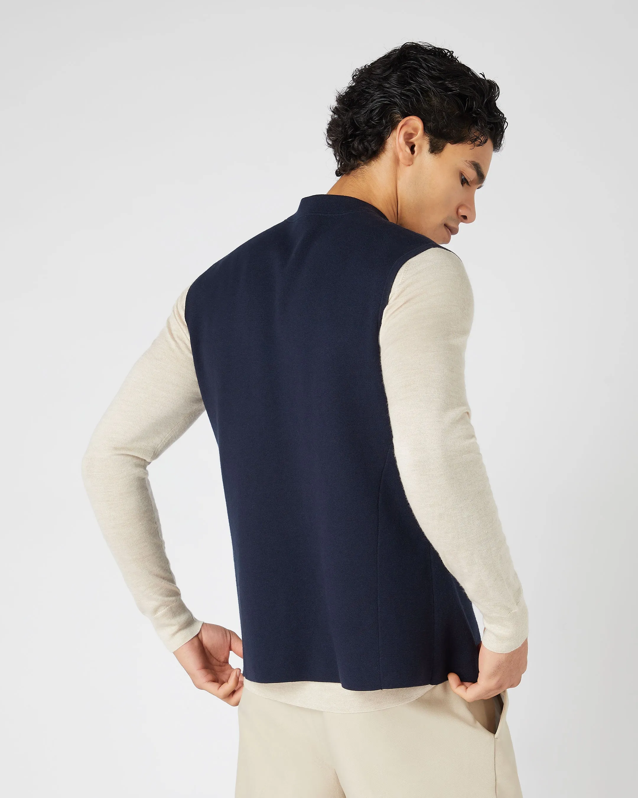 Men's Penzance Cotton Cashmere Gilet Navy Blue