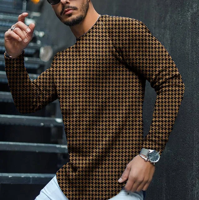 Men's Regal Plaid Print Long Sleeve Shirts