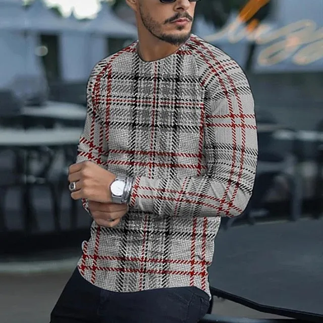 Men's Regal Plaid Print Long Sleeve Shirts