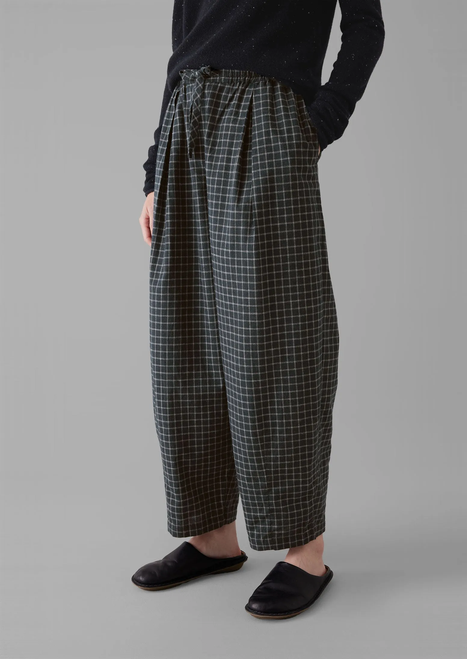 Minako Graph Check Cotton Cashmere Trousers | Slate