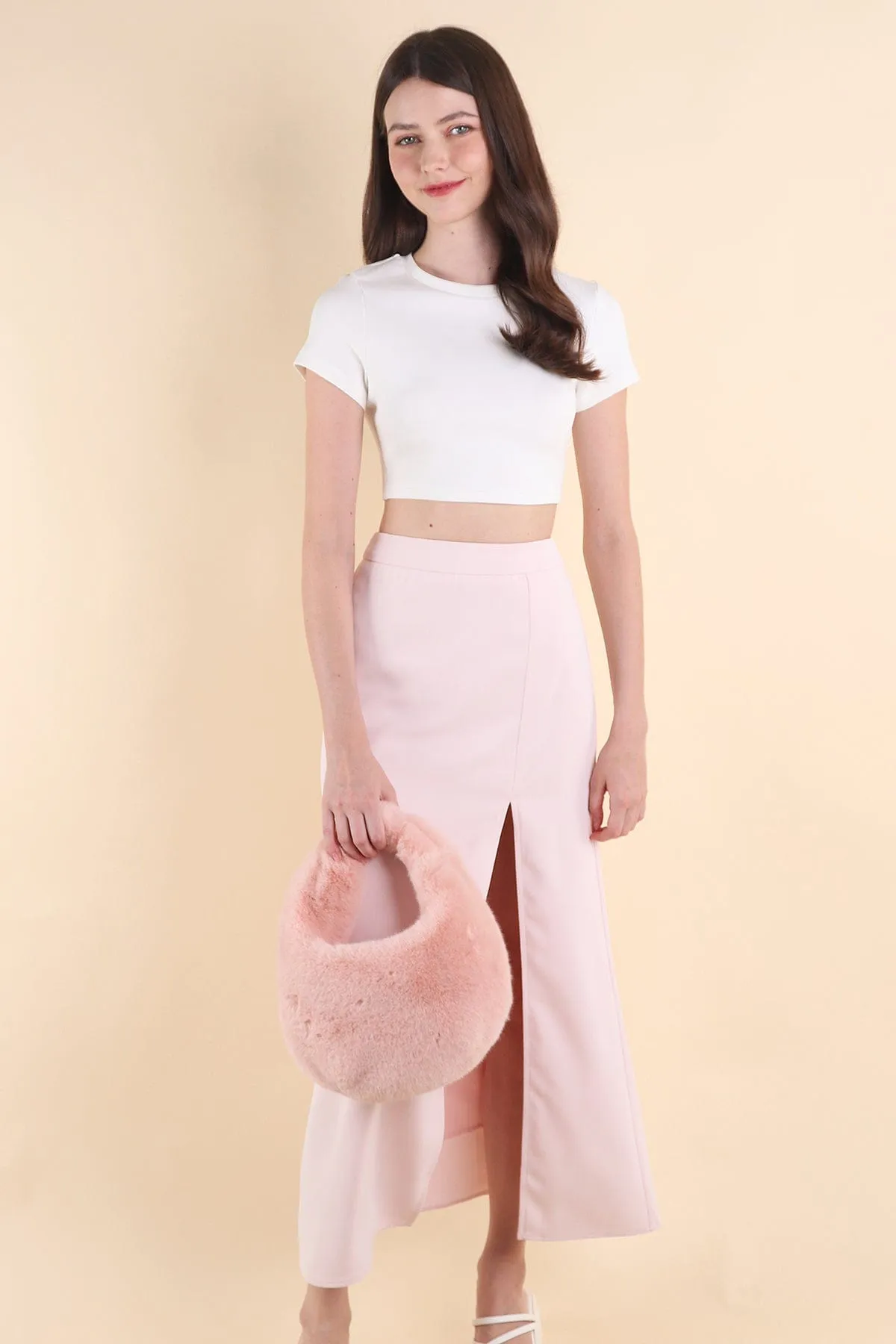 MINNIE SLIT MAXI SKIRT IN PINK