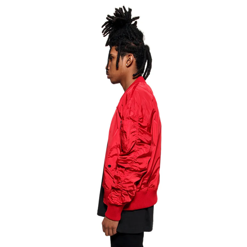 Misunderstood Red Embroidery Bomber Jacket