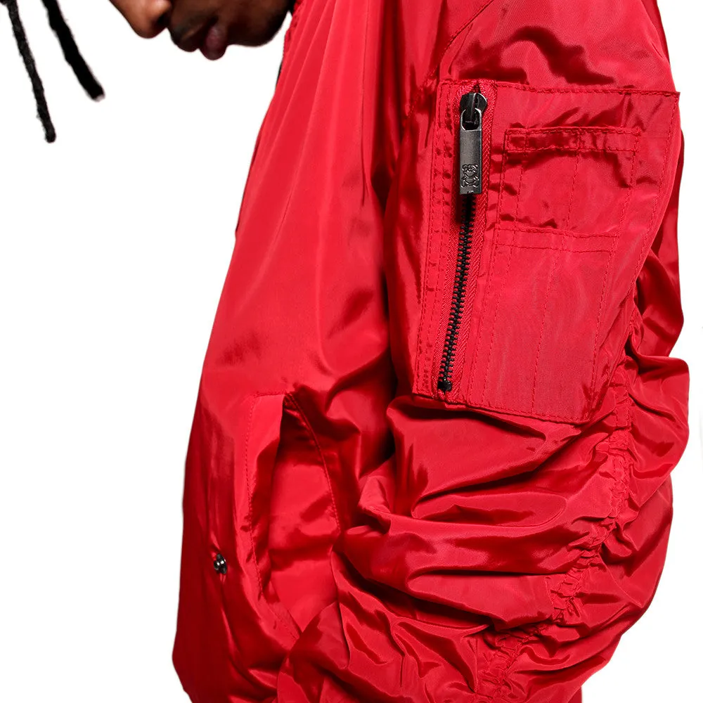 Misunderstood Red Embroidery Bomber Jacket