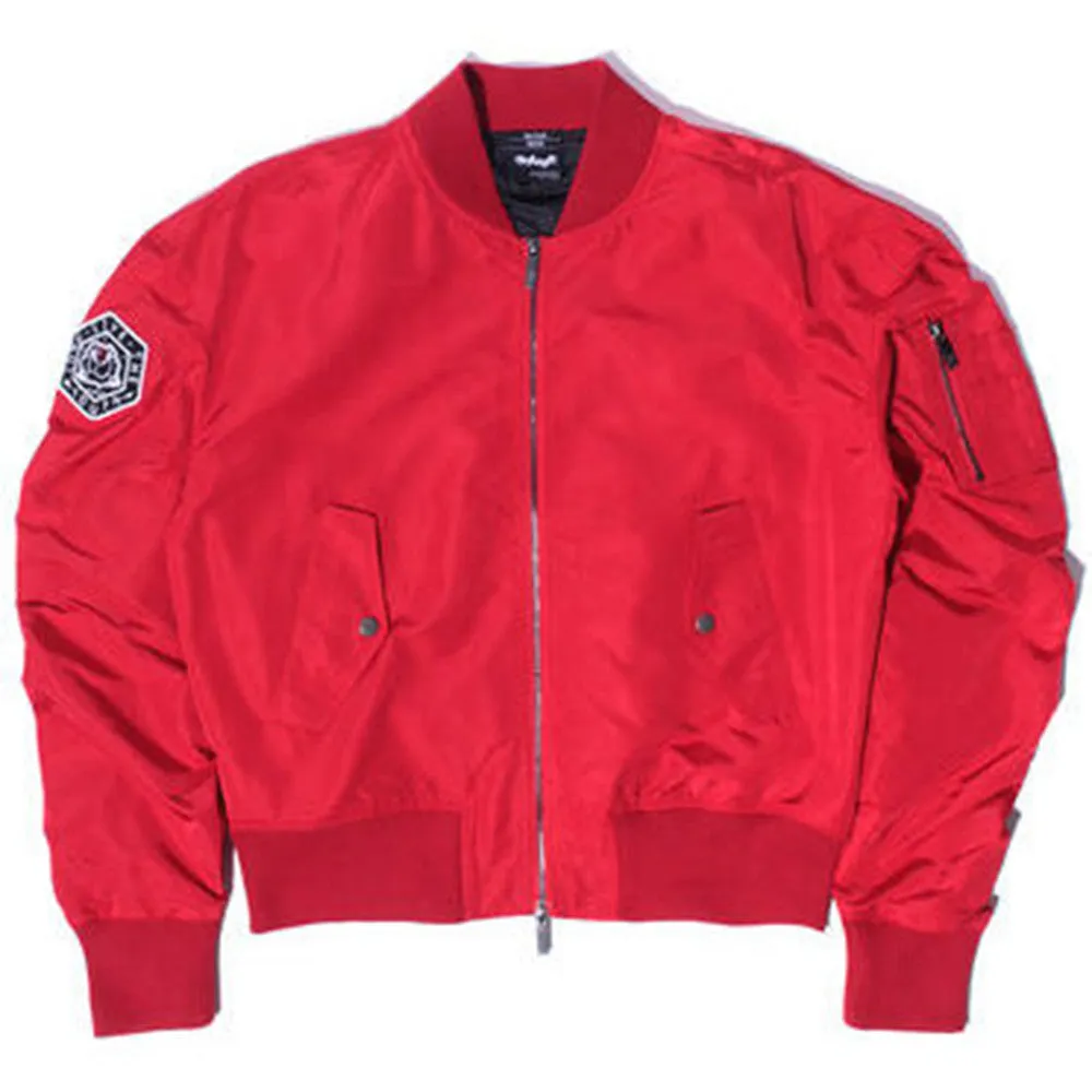 Misunderstood Red Embroidery Bomber Jacket