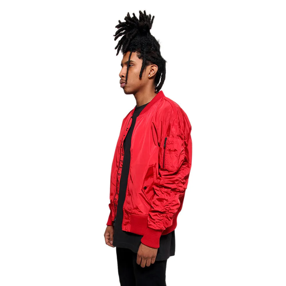 Misunderstood Red Embroidery Bomber Jacket