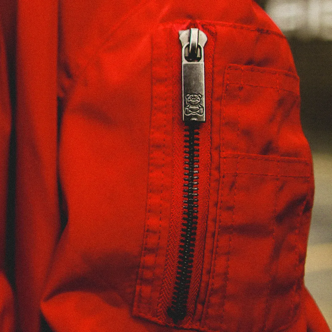 Misunderstood Red Embroidery Bomber Jacket