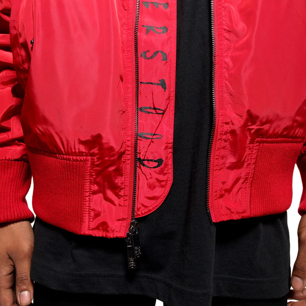 Misunderstood Red Embroidery Bomber Jacket