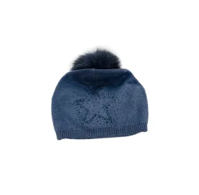 Mitchie's | Knitted Slouch Hat with Fox Fur Pom