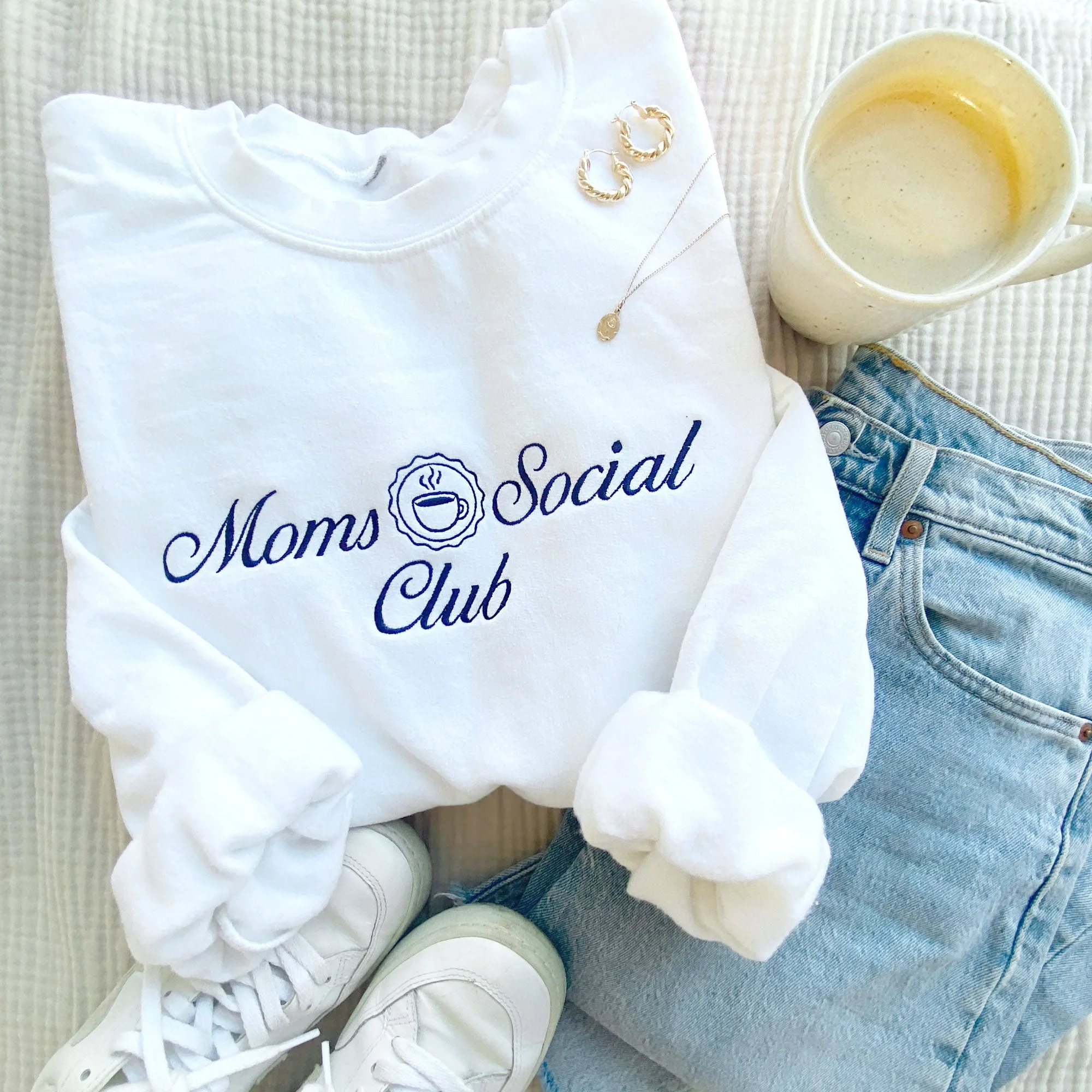 Moms Social Club Embroidered Gemma Crewneck Sweatshirt