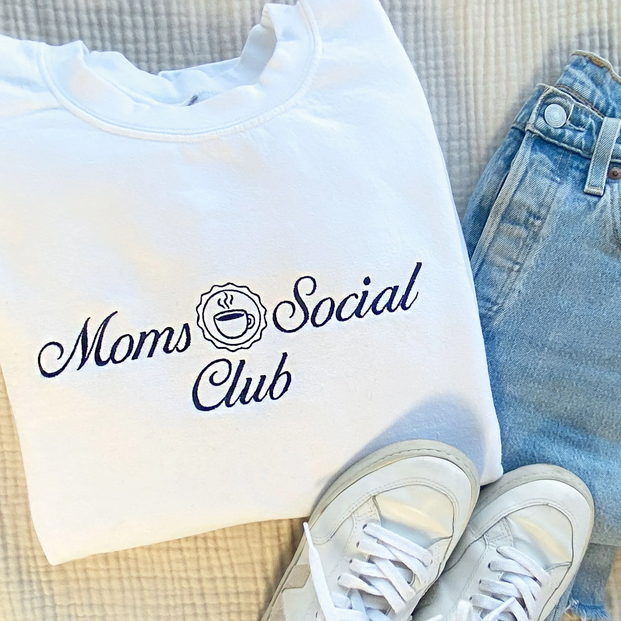 Moms Social Club Embroidered Gemma Crewneck Sweatshirt