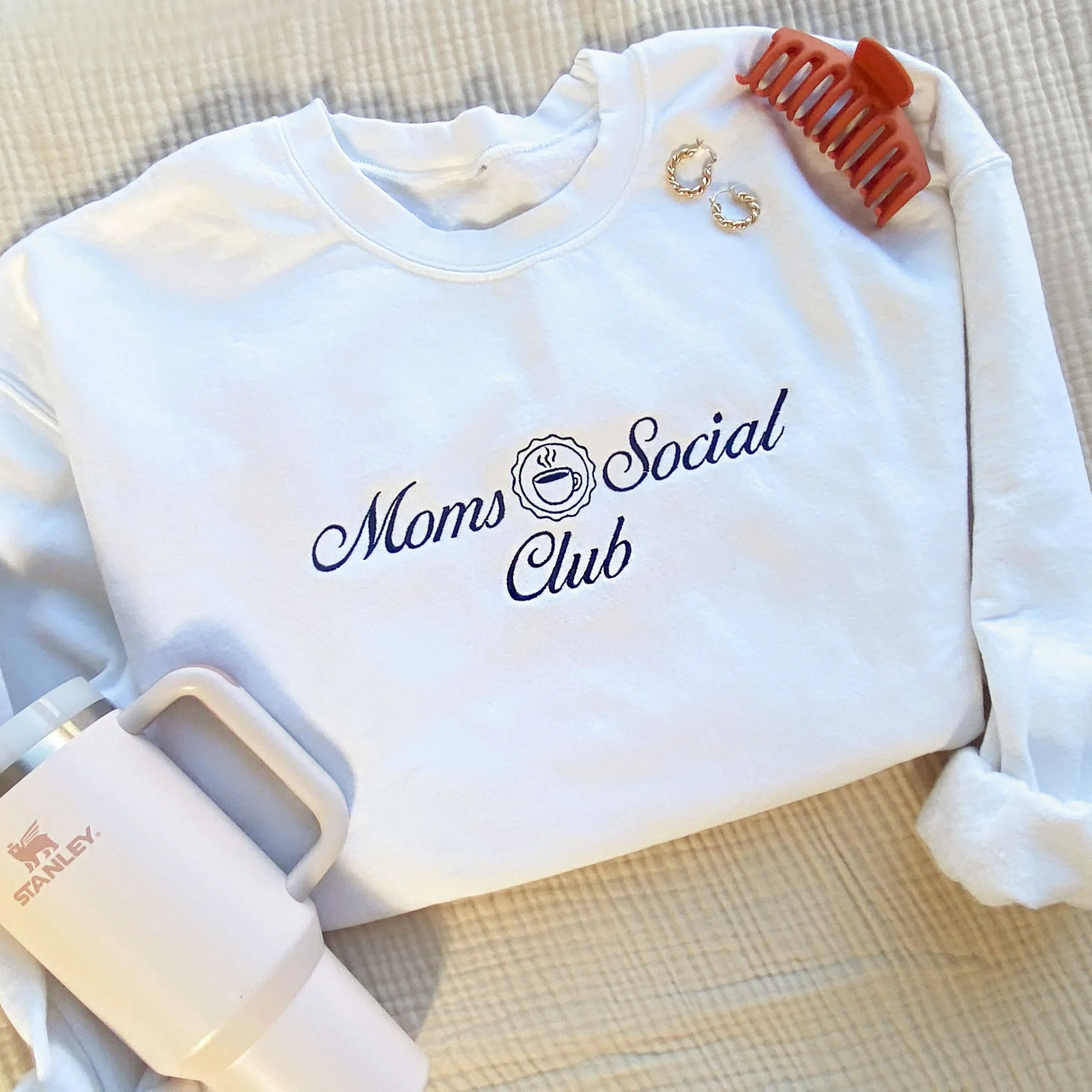 Moms Social Club Embroidered Gemma Crewneck Sweatshirt