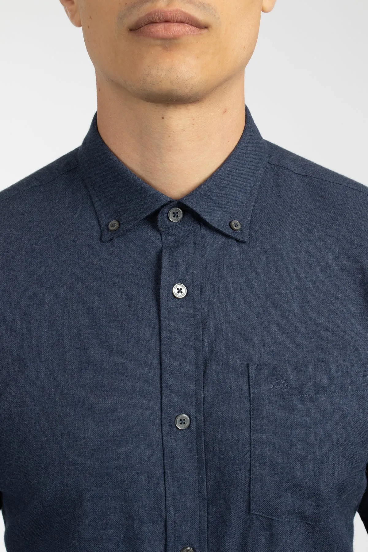 Navy Mini Diamond Cotton Marle Shirt