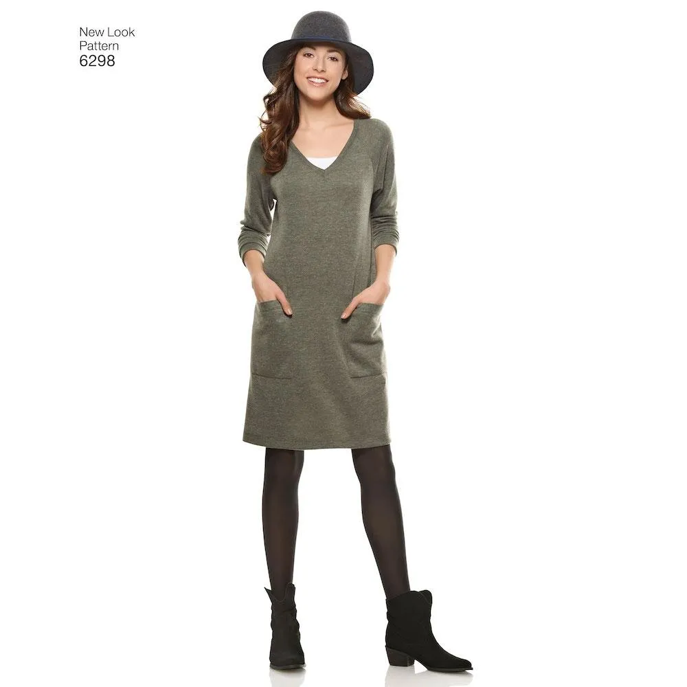 Newlook Pattern 6298 Misses' Knit Dress with Neckline & Length Variations