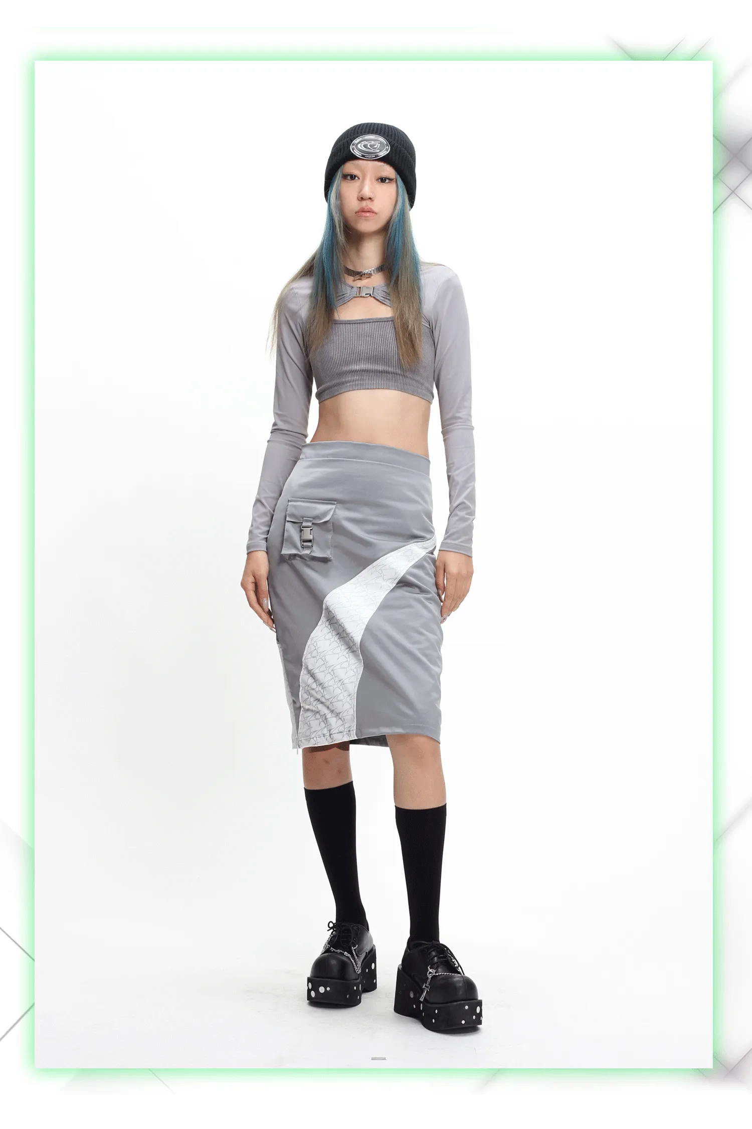 OFFWORLD OFFICER patchwork skirt