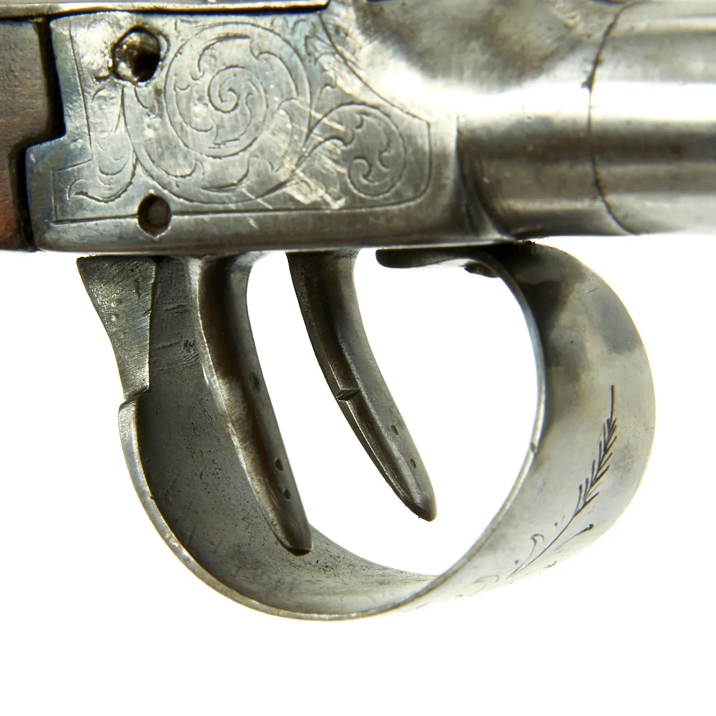 Original European Continental Double Barrel Pocket Percussion Pistol - Circa 1840