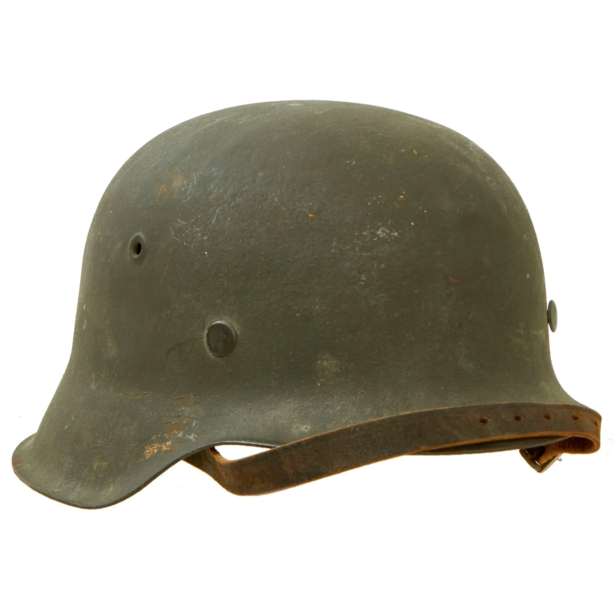 Original Excellent German WWII M42 Army Heer "No Decal" Helmet with 57cm Liner, Chinstrap & Dome Stamp - CKL64