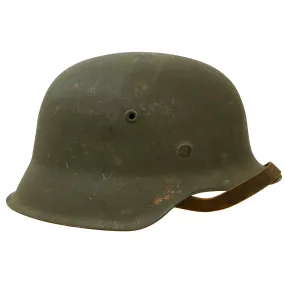 Original Excellent German WWII M42 Army Heer "No Decal" Helmet with 57cm Liner, Chinstrap & Dome Stamp - CKL64