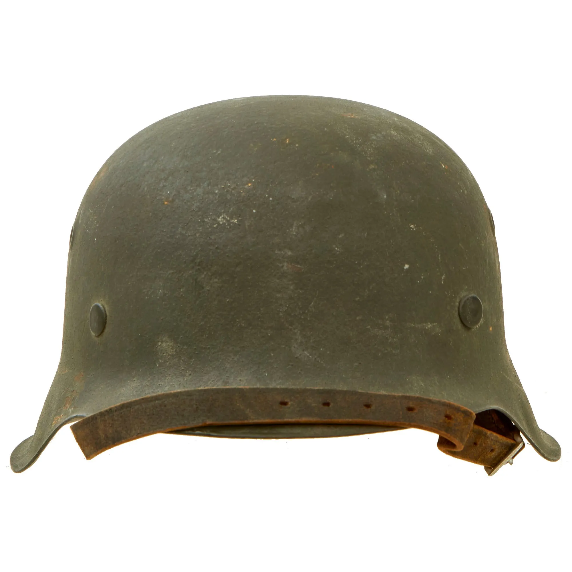 Original Excellent German WWII M42 Army Heer "No Decal" Helmet with 57cm Liner, Chinstrap & Dome Stamp - CKL64