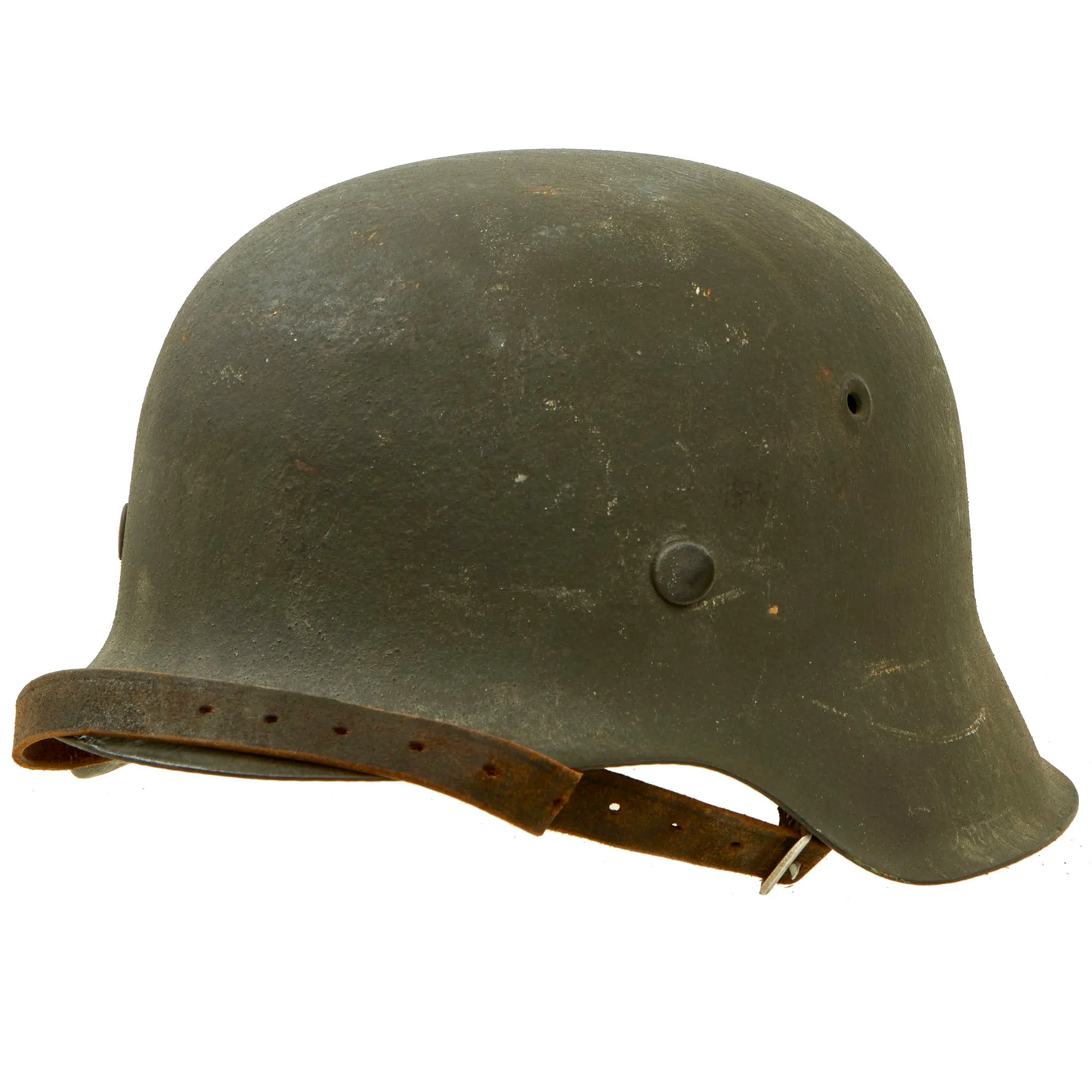 Original Excellent German WWII M42 Army Heer "No Decal" Helmet with 57cm Liner, Chinstrap & Dome Stamp - CKL64