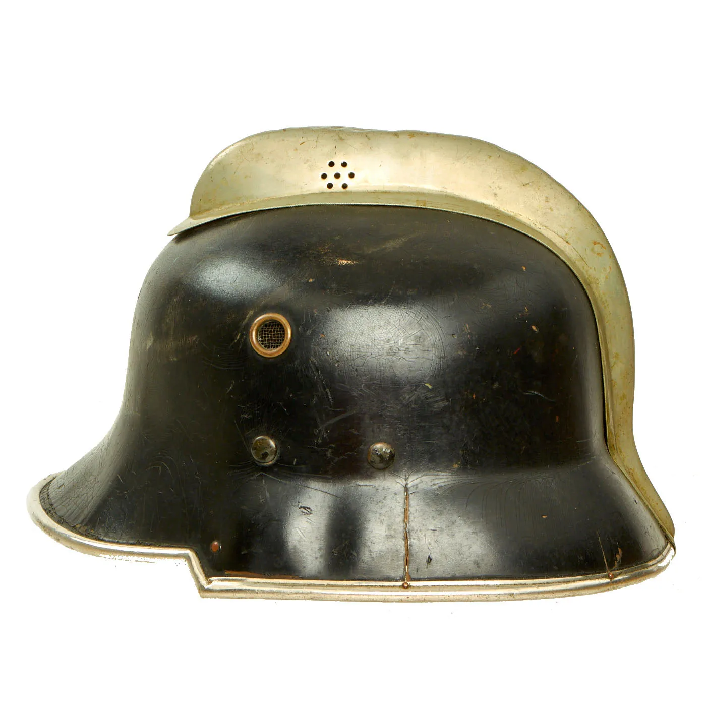 Original German Early 1930s Experimental Vulkanfiber Fire Helmet with Comb by Erel - Feuerwehr