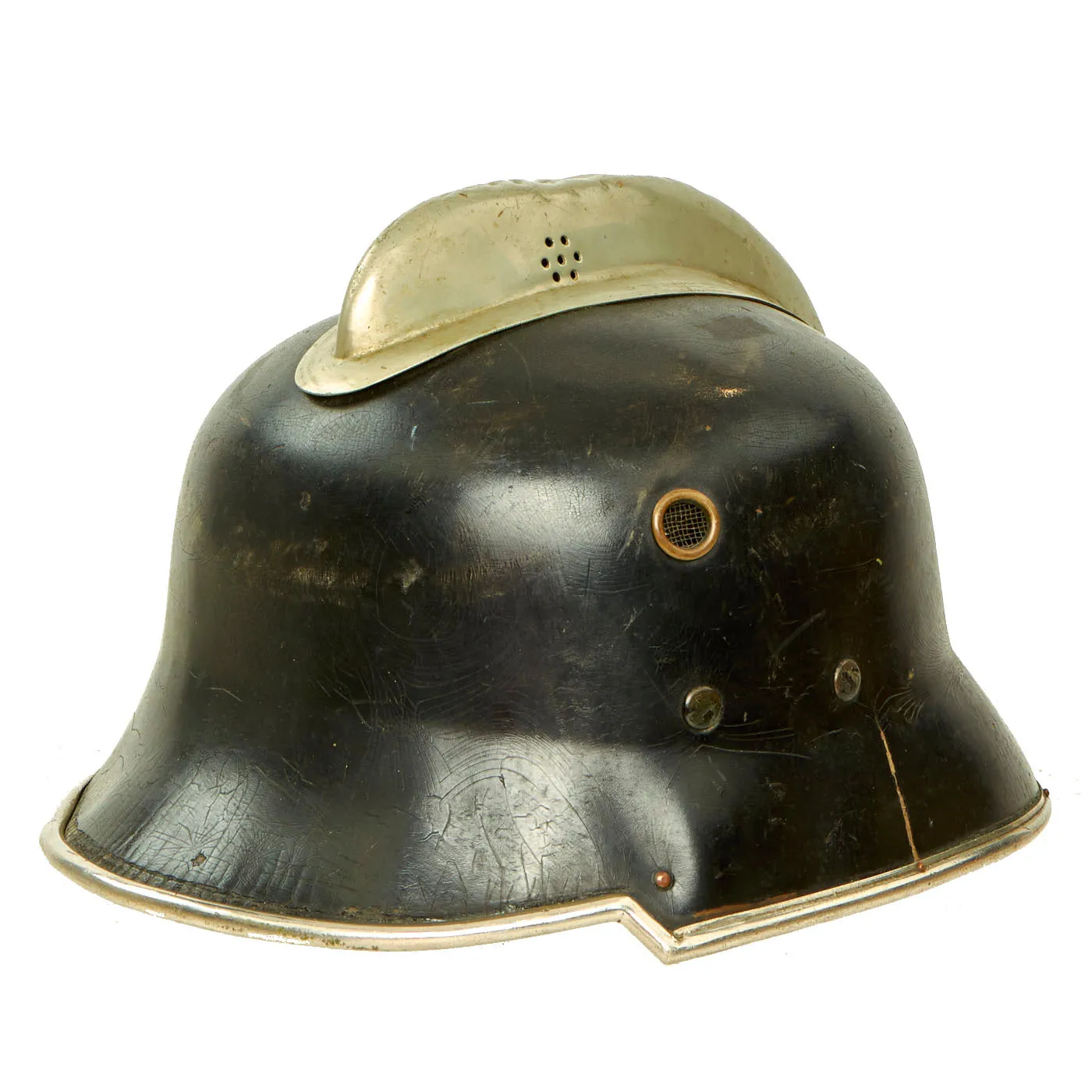 Original German Early 1930s Experimental Vulkanfiber Fire Helmet with Comb by Erel - Feuerwehr