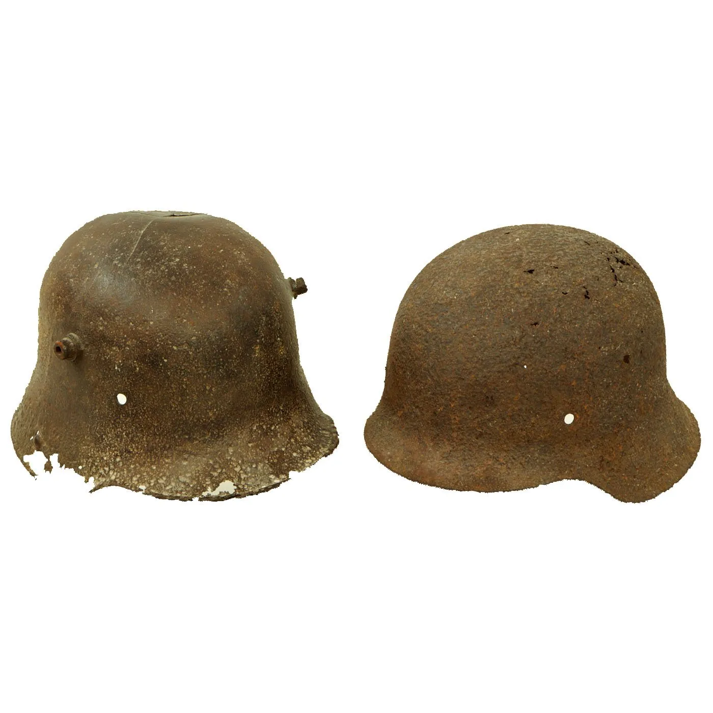 Original German WWI & WWII Battlefield Excavated Relic Helmet Shell Set: M16 & M42