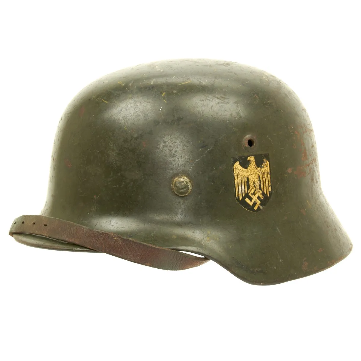 Original German WWII 1939 Dated M35 Single Decal Army Helmet - NS66