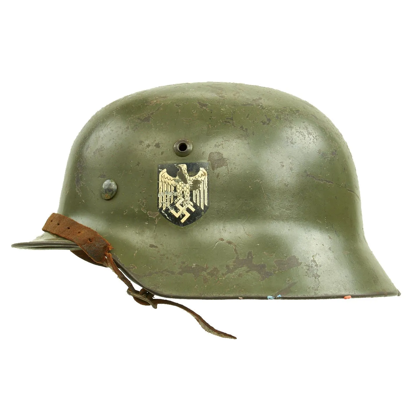 Original German WWII Army Heer M35 Double Decal Helmet with 1937 Dated Size 56cm Liner - SE64