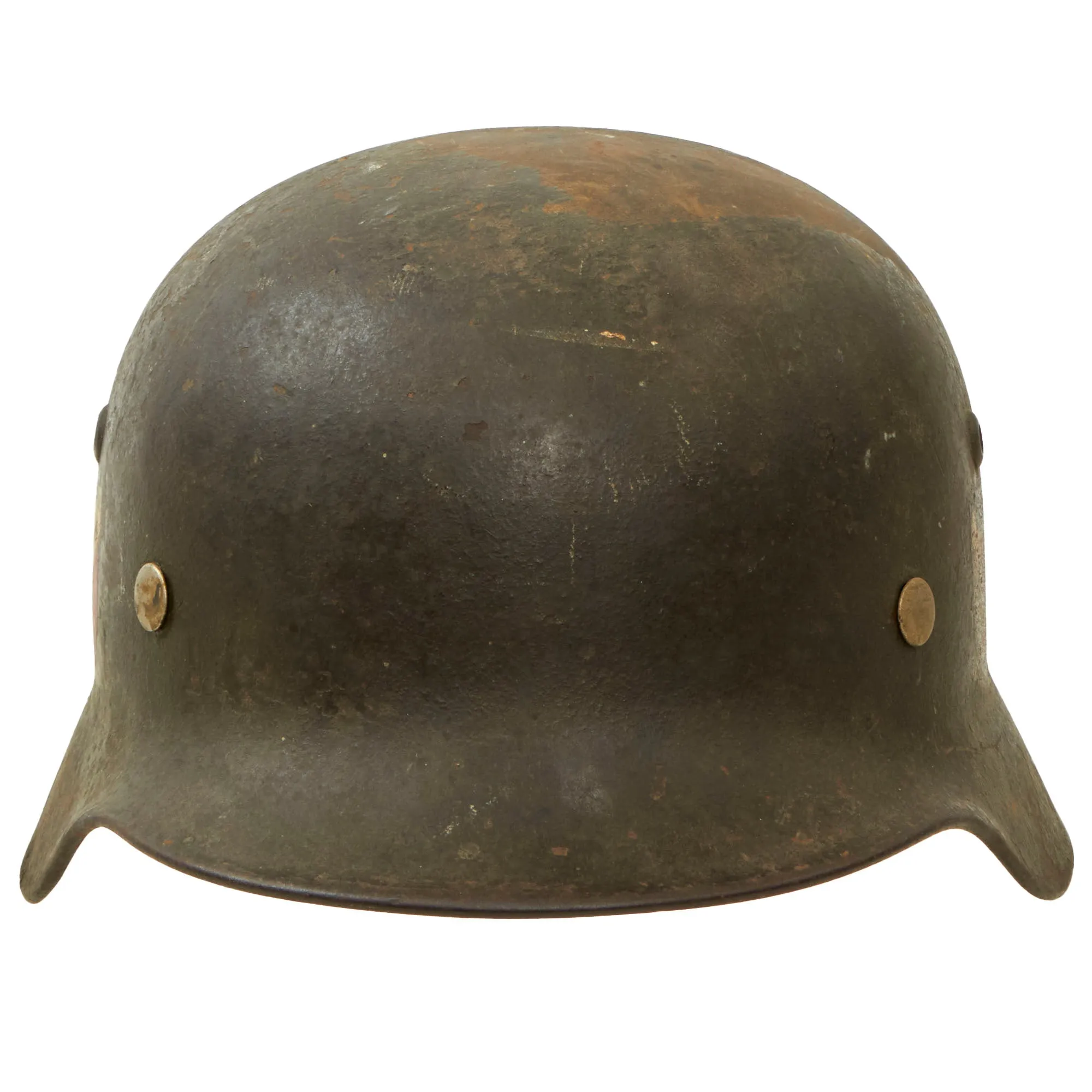 Original German WWII Army Heer M35 Double Decal Helmet with 1938 Dated 57cm Liner & Partial Chinstrap - Stamped Q64