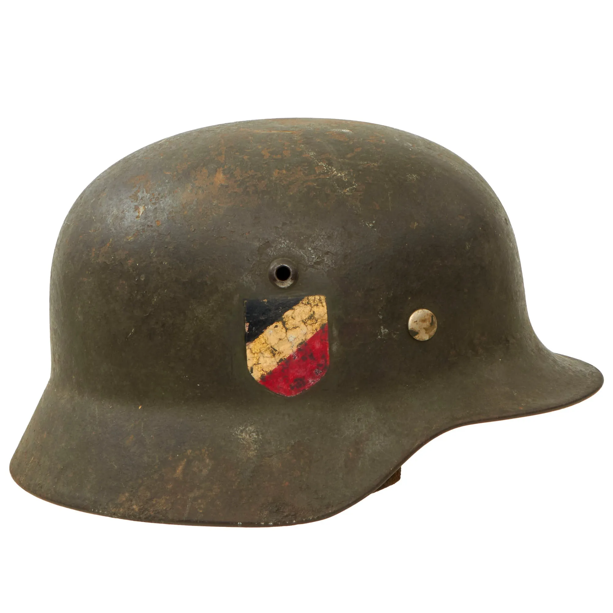 Original German WWII Army Heer M35 Double Decal Helmet with 1938 Dated 57cm Liner & Partial Chinstrap - Stamped Q64