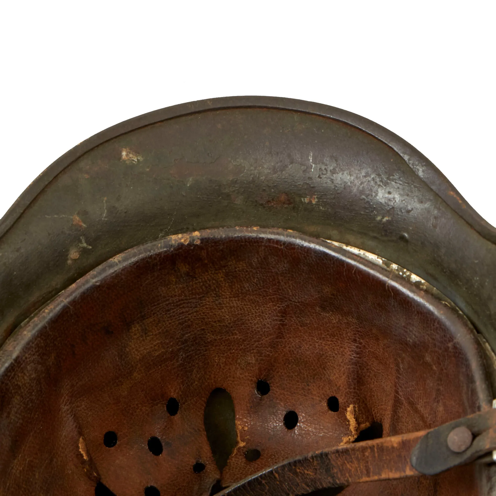 Original German WWII Army Heer M35 Double Decal Helmet with 1938 Dated 57cm Liner & Partial Chinstrap - Stamped Q64