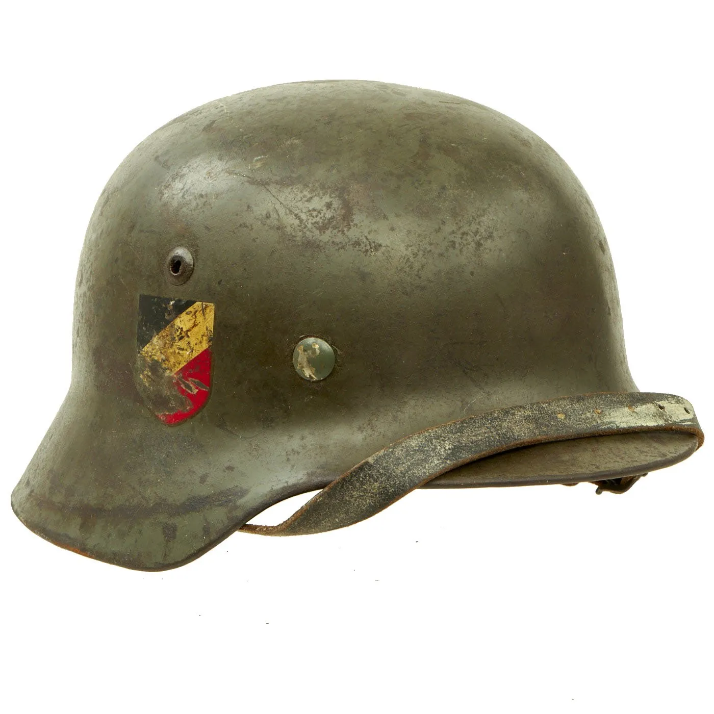 Original German WWII Army Heer M35 Double Decal Helmet with 1939 dated 54cm Liner & Chinstrap - ET62