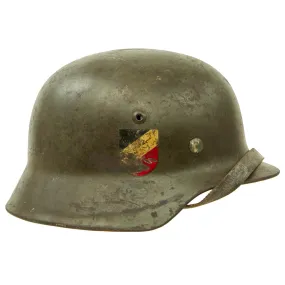 Original German WWII Army Heer M35 Double Decal Helmet with 1939 dated 54cm Liner & Chinstrap - ET62