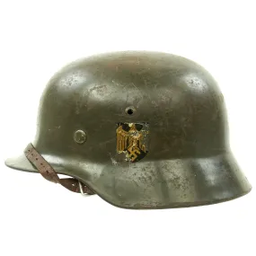 Original German WWII Army Heer M35 Double Decal Helmet with Size 56cm Liner - ET64