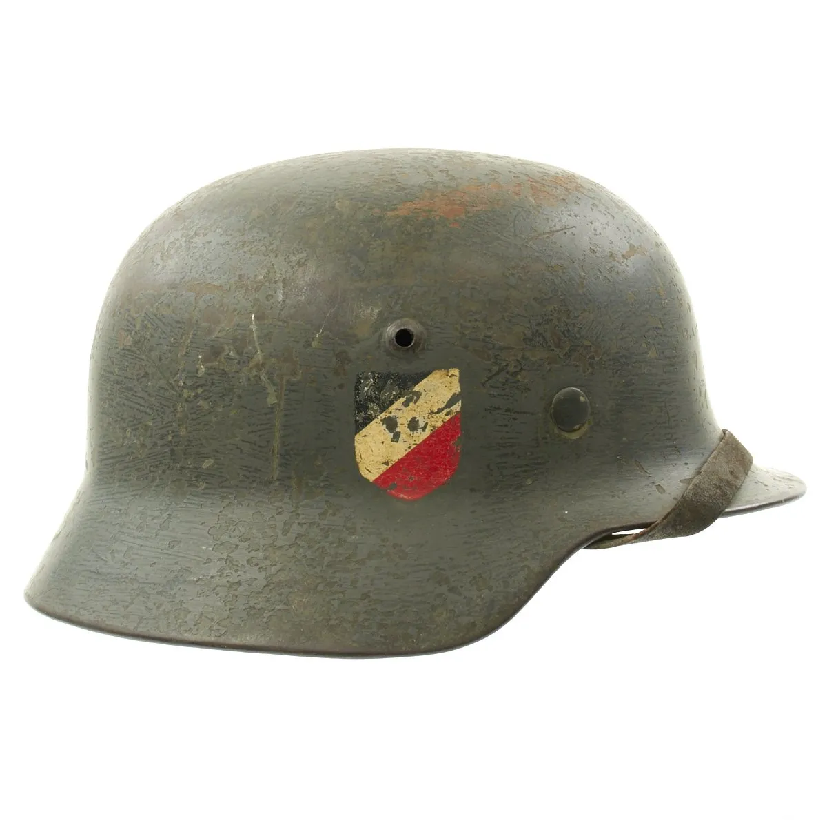 Original German WWII Army Heer M35 Double Decal Named Steel Helmet - ET64