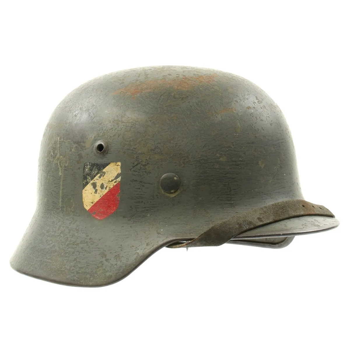 Original German WWII Army Heer M35 Double Decal Named Steel Helmet - ET64